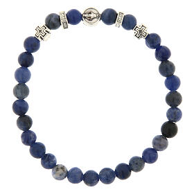 Pulsera elástica Virgen Milagrosa decena sodalita 6 mm
