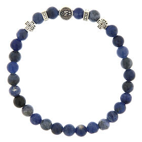 Pulsera elástica Virgen Milagrosa decena sodalita 6 mm