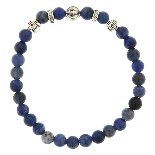 Bracciale elastico Madonna Miracolosa decina sodalite 6mm 1