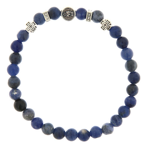 Bracciale elastico Madonna Miracolosa decina sodalite 6mm 2