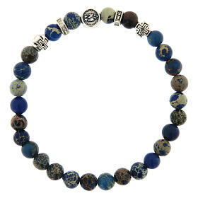 Armband, elastisch, Gottesmutter von der Wunderbaren Medaille, Imperial-Jaspis-Perlen 6 mm