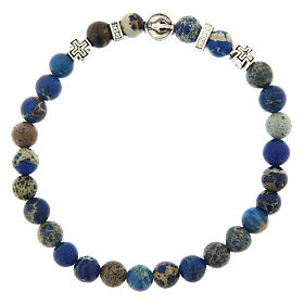 Pulsera elástica Virgen Milagrosa decena piedra imperial 6mm