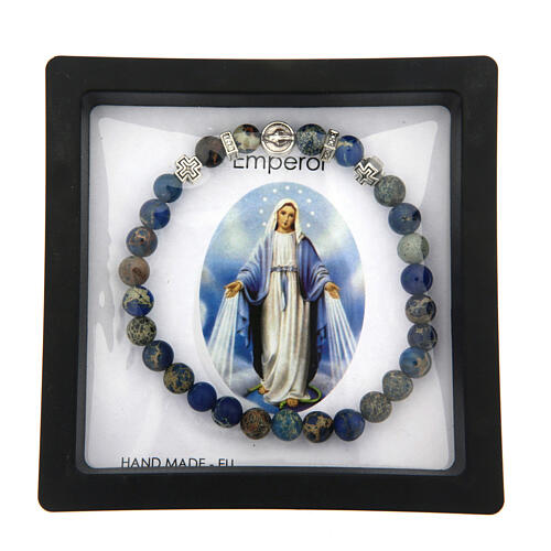 Pulsera elástica Virgen Milagrosa decena piedra imperial 6mm 3