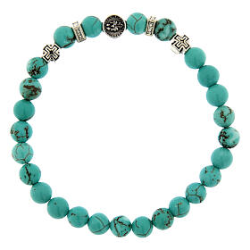 Bracciale elastico Madonna Miracolosa decina turchese 6mm