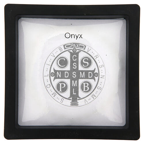 Elastyczna bransoletka Świętego Benedykta z onyksem,  6mm 4