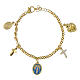 Pulsera de latón dorado con zircones blancos Virgen Milagrosa s1