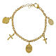 Pulsera de latón dorado con zircones blancos Virgen Milagrosa s3