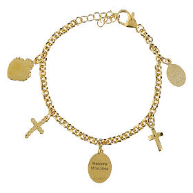 Bracciale in ottone dorato con zirconi bianchi Madonna Miracolosa