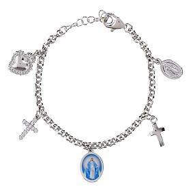 Pulsera zircones blancos Virgen Milagrosa latón rodiado