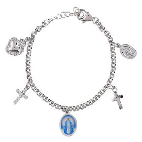 Bracciale zirconi bianchi Madonna Miracolosa ottone rodiato