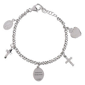 Bracciale zirconi bianchi Madonna Miracolosa ottone rodiato