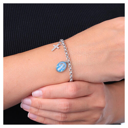 Miraculous Mary bracelet white zircons brass rhodium-plated 2