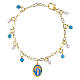 Pulsera de latón dorado con angelita celeste y jade blanco Virgen Milagrosa Amen s1