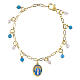 Gold-plated Brass Bracelet with Celestial Angelite and White Jade Miraculous Mary, Amen s1
