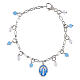 Bracciale Amen con angelite celeste e giada bianca Madonna Miracolosa in ottone rodiato s1