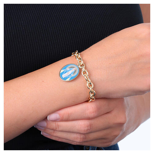 Bracelet mailles épaisses laiton doré Vierge Miraculeuse Amen 2