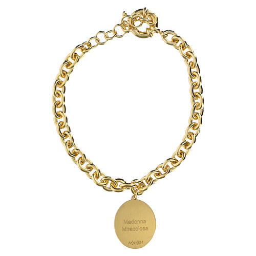 Bracciale maglie grosse ottone dorato Madonna Miracolosa Amen 3
