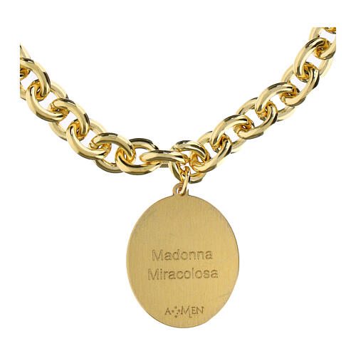 Bracciale maglie grosse ottone dorato Madonna Miracolosa Amen 4