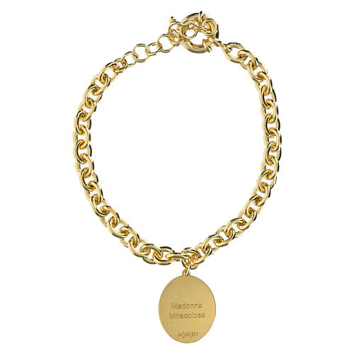 Pulseira elos grandes em latão dourado Nossa Senhora das Graças Amen 4