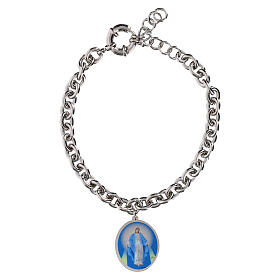 AMEN bracelet of Our Lady of Graces, large rhodium-plated brass links