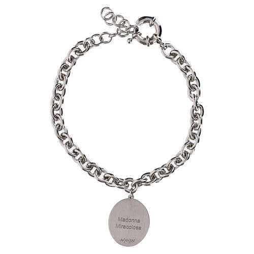 Pulsera Virgen Milagrosa Amen grandes eslabones latón rodiado 3