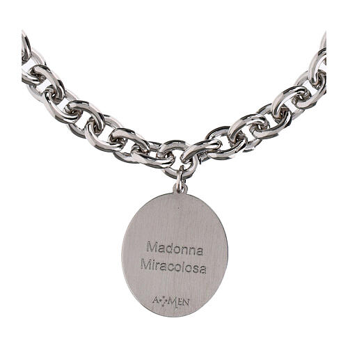 Pulsera Virgen Milagrosa Amen grandes eslabones latón rodiado 5