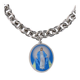 Bracciale Madonna Miracolosa Amen maglie grosse ottone rodiato