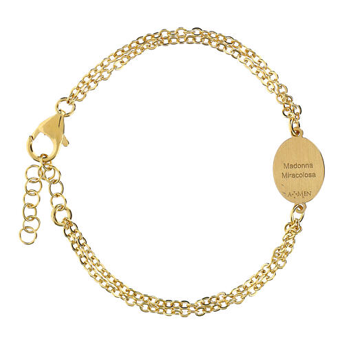 Bracelet double chaîne en laiton doré Vierge Miraculeuse Amen 3