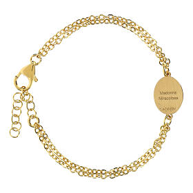 Bracciale doppia catena in ottone dorato Madonna Miracolosa Amen