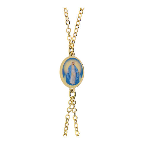 Bracciale doppia catena in ottone dorato Madonna Miracolosa Amen 3