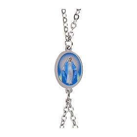 Pulsera doble cadena Virgen Milagrosa Amen de latón rodiado