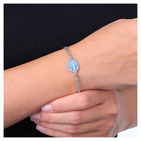 Pulsera doble cadena Virgen Milagrosa Amen de latón rodiado