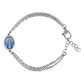 Bracciale doppia catena Madonna Miracolosa Amen in ottone rodiato