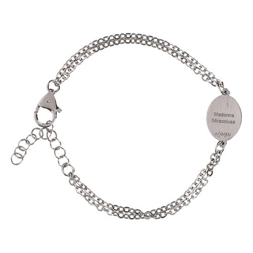Bracciale doppia catena Madonna Miracolosa Amen in ottone rodiato 3