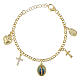 Pulsera de latón dorado Amen con zircones blancos Virgen de Medjugorje s1