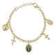 Pulsera de latón dorado Amen con zircones blancos Virgen de Medjugorje s1