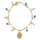 Pulsera de latón Amen dorado con angelita celeste y jade blanco de la Virgen de Medjugorje s2