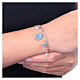 Amen bracelet with light blue angelite and white jade in rhodium-plated brass, Our Lady of Medjugorje s2