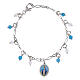 Pulsera Amen con angelita celeste y jade blanco de latón rodiado Virgen de Medjugorje s1