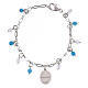 Pulsera Amen con angelita celeste y jade blanco de latón rodiado Virgen de Medjugorje s2