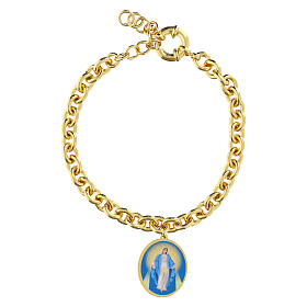 Armband mit großen goldenen Messinggliedern Madonna von Medjugorje Amen