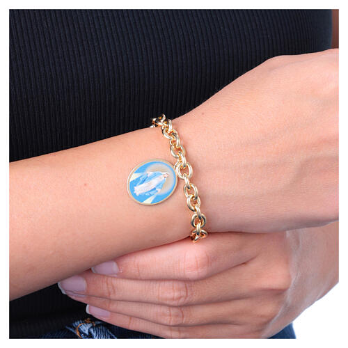 Large gold plated brass bracelet of Our Lady of Medjugorje by Amen 2