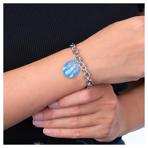 Armband, AMEN, rhodiniertes Messing, mit Darstellung der Gottesmutter von Medjugorje 2
