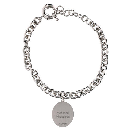 Pulsera Virgen de Medjugorje Amen eslabones grandes latón rodiado 3