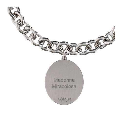 Pulsera Virgen de Medjugorje Amen eslabones grandes latón rodiado 4