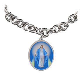 Bracelet Notre-Dame de Medjugorje Amen grosses mailles en laiton rhodié