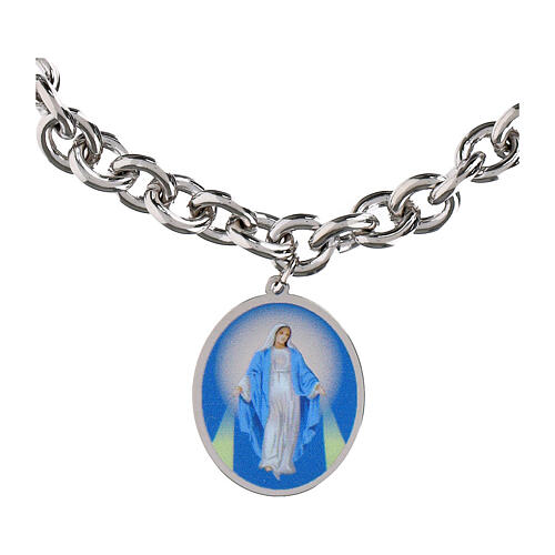 Pulseira Nossa Senhora de Medjugorje Amen de malha grossa de latão rodinado 3