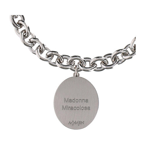 Pulseira Nossa Senhora de Medjugorje Amen de malha grossa de latão rodinado 5