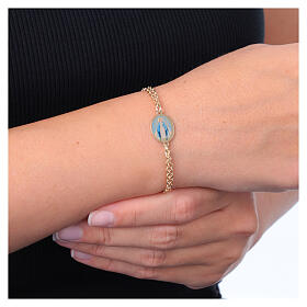 Pulsera Amen doble cadena de latón dorado Virgen de Medjugorje
