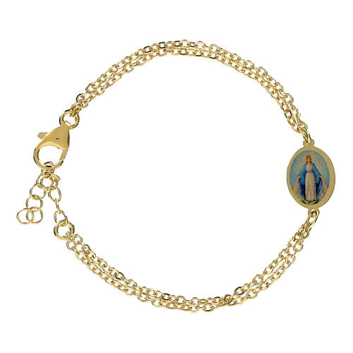Bracciale Amen doppia catena in ottone dorato Madonna di Medjugorje 1